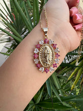 Load image into Gallery viewer, Large round pink Virgencita