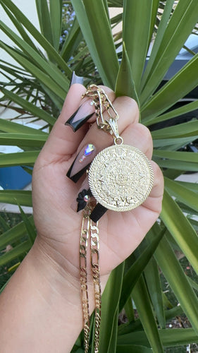 Aztec calendar necklace