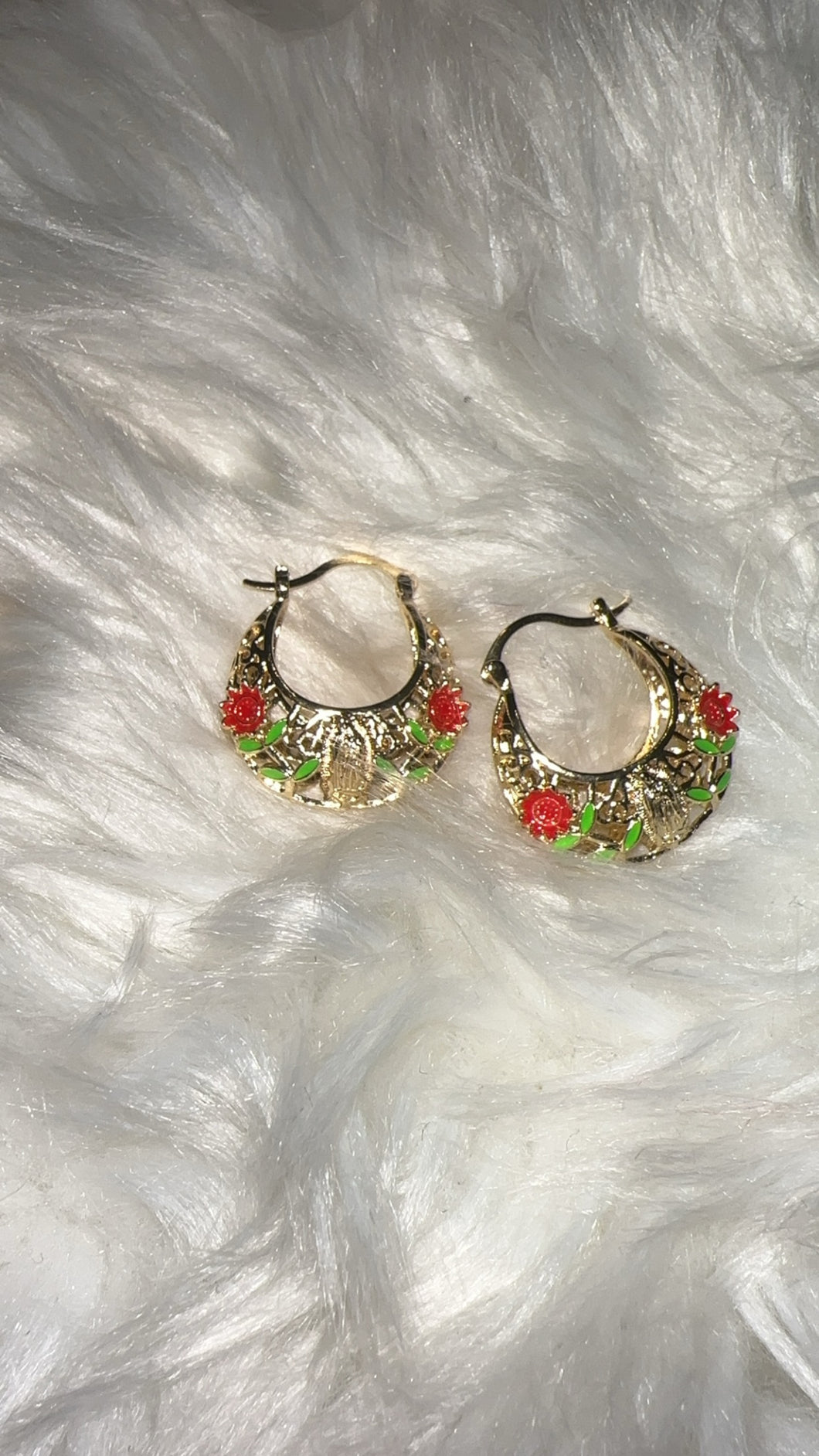 Virgencita flower earrings